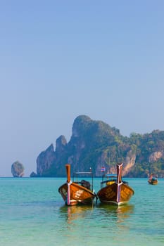 Phuket DECEMBER 15 2015 - Long tail boat to bring tourist to travel to beautiful Island in Thailand on December 15th 2015