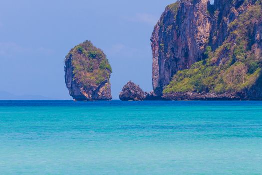 Beauty beach and limestone rocks in Phi Phi islands Thailand