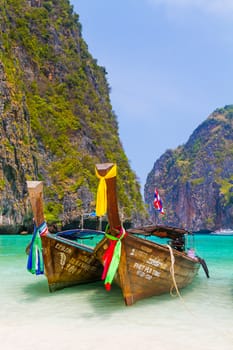 Phuket DECEMBER 15 2015 - Long tail boat to bring tourist to travel to beautiful Island in Thailand on December 15th 2015