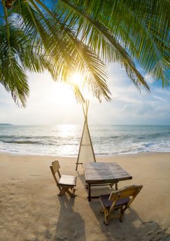 Dinner table at the tropical beach