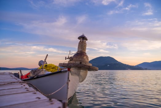 Wooden pier in Nidri island Greece