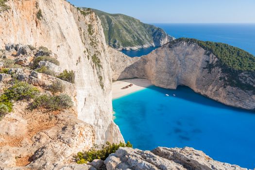 Idyllic view of beautiful Navagio shipwreck  Beach on Zakynthos Island in Greece