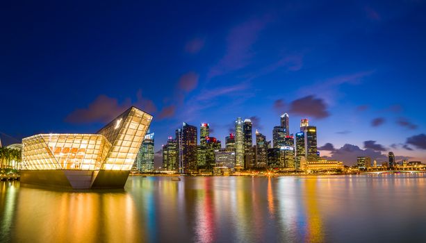 SINGAPORE, FEBRUARY 17 2016 : Singapore skyline and view of the financial district, Singapore on February 17 2016