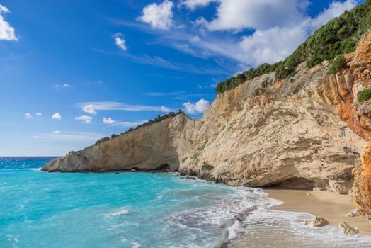 View over Porto Katsiki beach in Lefkas island Greece