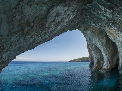Blue caves in Zakynthos island, Greece