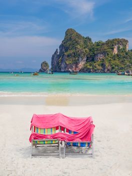 Two Chairs on Phi Phi island  beach in Thailand