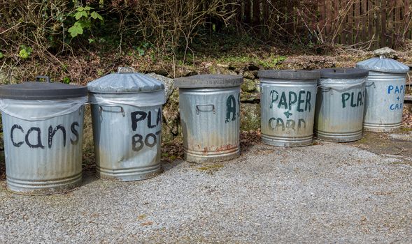 Metal outdoor recycling bins