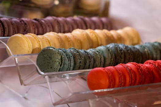 Colorful Macaroons on a market stall