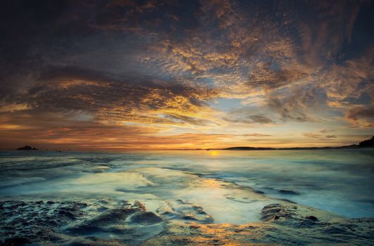 The sea at the Tanah Lot temple, in Bali island, indonesia