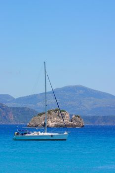 Sailing yacht in the Ionian sea Greece