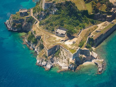 Aerial view of the Old Byzantine fortress in Corfu, Greece