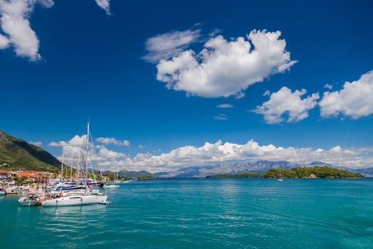 Harbor of Nidri on Lefkas island Greece