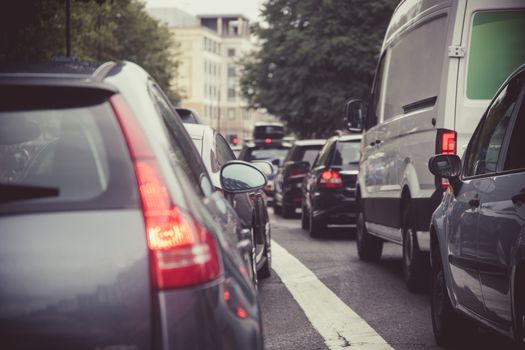 Heavy traffic on a London street