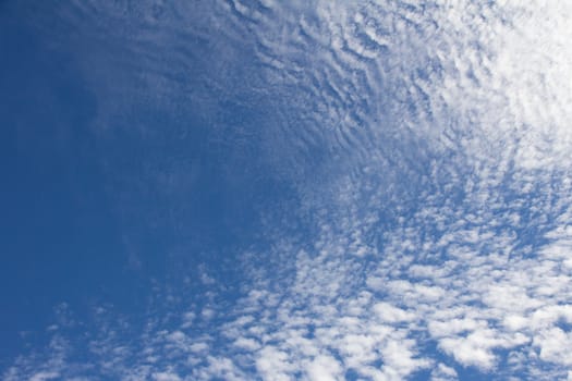 Horizontal image of a cloudy blue sky