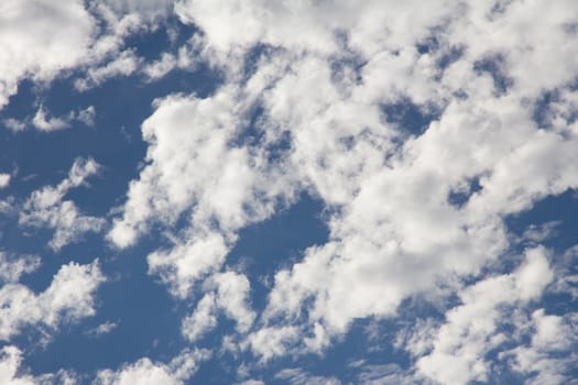 Horizontal image of a cloudy blue sky