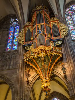 Organ of in Notre Dame de Strasbourg in Alsace France