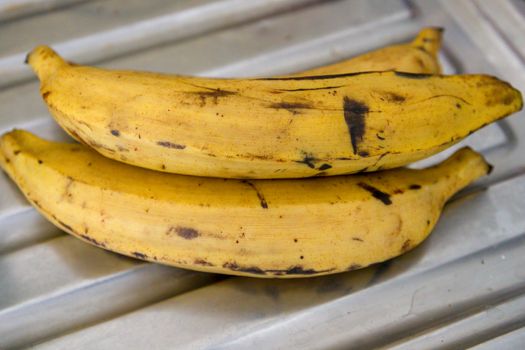 Three plantain on a metallic background