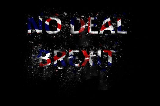 Exploding No Deal Brexit Text in Union Jack colours