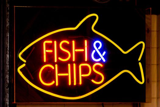 A Fish & Chips neon sign