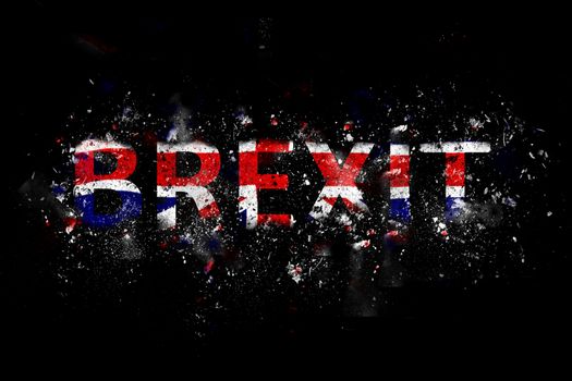 Exploding Brexit Text in Union Jack colours