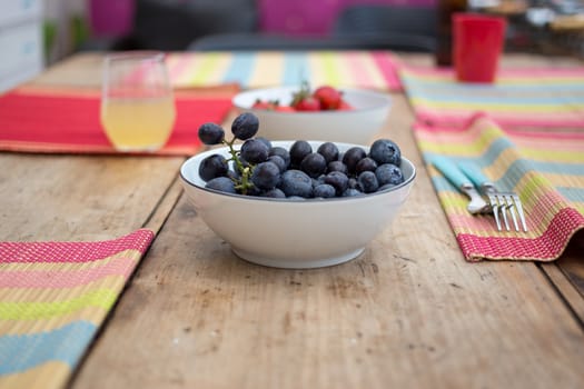 A bowl of ripe blueberries