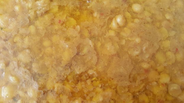 A closeup view: Traditional Asian home made spicy lentil or daal dish