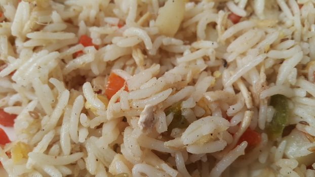 Basmati Rice Pulao or pulav with Peas, or vegetable rice using green peas also known as matar pulao background