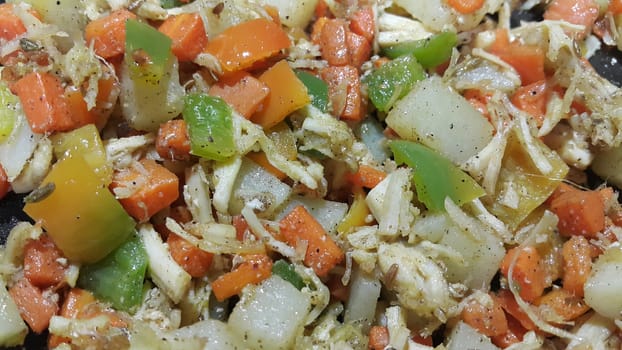 close up macro view of mixed vegetables for background use . Food background with copy space for text and advertisements