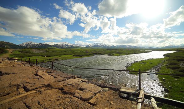 Beautiful mountain landscape. Suusamyr Valley, Kyrgyzstan. High quality photo