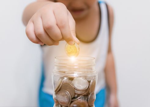 Child collect saving money for the future