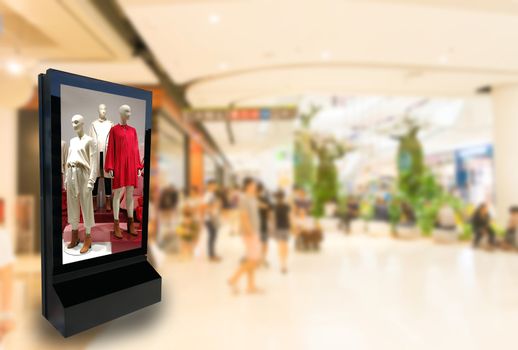 Marketing and advertisement concept digital signage billboard clothes fashion lifestyle for your text message or media content in department store shopping mall