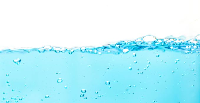 Water splash with bubbles of air blue water wave fefreshing abstract background