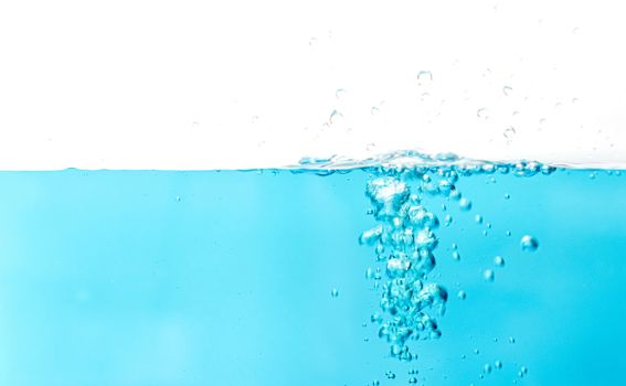 Water splash with bubbles of air blue water wave fefreshing abstract background