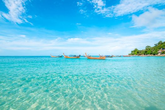 Sea and clear water beach have a holiday summer relaxing and travel bright sky koh lipe thailand