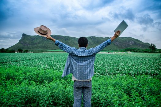 Male farmers the agricultural produce of vegetable farms