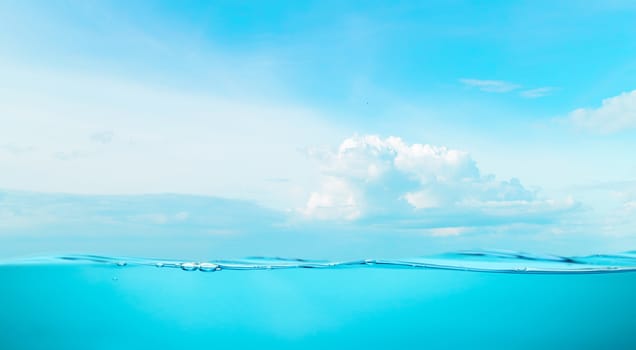 Sea the beach clear water and sky coconut trees with relaxation