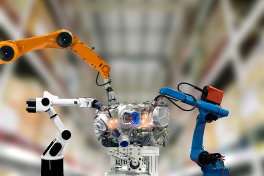 Robot industrial engine mechanical arm technology works for humans