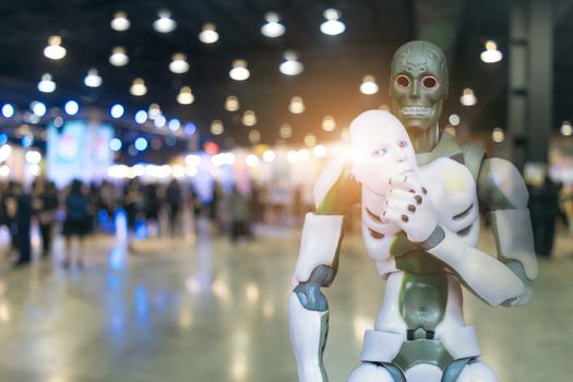 Intelligent robot face technology wear a mask