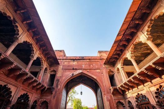Agra Fort in Agra, Uttar Pradesh, India. UNESCO world heritage. Agra Fort designed and built by the great Mughal ruler Akbar, in about 1565 A.D.