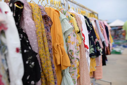 Ladies clothes A variety of forms Hanging on railings for sale