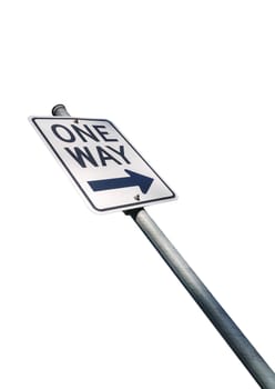 One way road sign isolated on white background