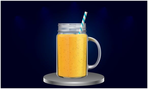 mock up illustration of juice mug on podiums