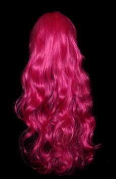 Long Pink Comic Style Wig on Mannequin head
