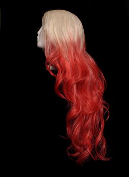 Blond and Orange Ombre Wig on Mannequin head