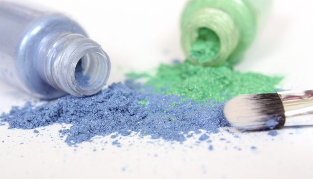 Colorful Pigments on White Background Shallow DOF