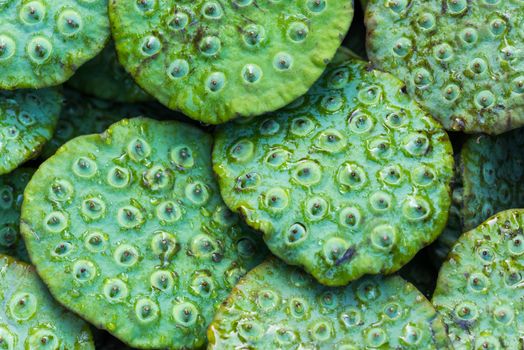 Green lotus pods on a street market in Xi'an, Shaanxi province, China