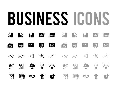 Business devleopment and analyics report vector icon set for app and mobile website responsive 