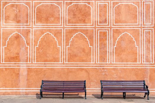 Jaipur city palace in Jaipur city, Rajasthan, India. An UNESCO world heritage know as beautiful pink color architectural elements. A famous destination in India.