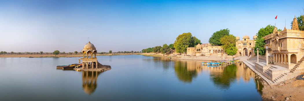 Gadisar lake in the morning at Jaisalmer, Rajasthan, India. An UNESCO World herritage.