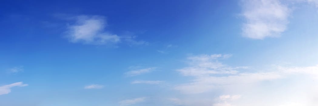 Vibrant color panoramic sky with cloud on a sunny day. Beautiful cirrus cloud.